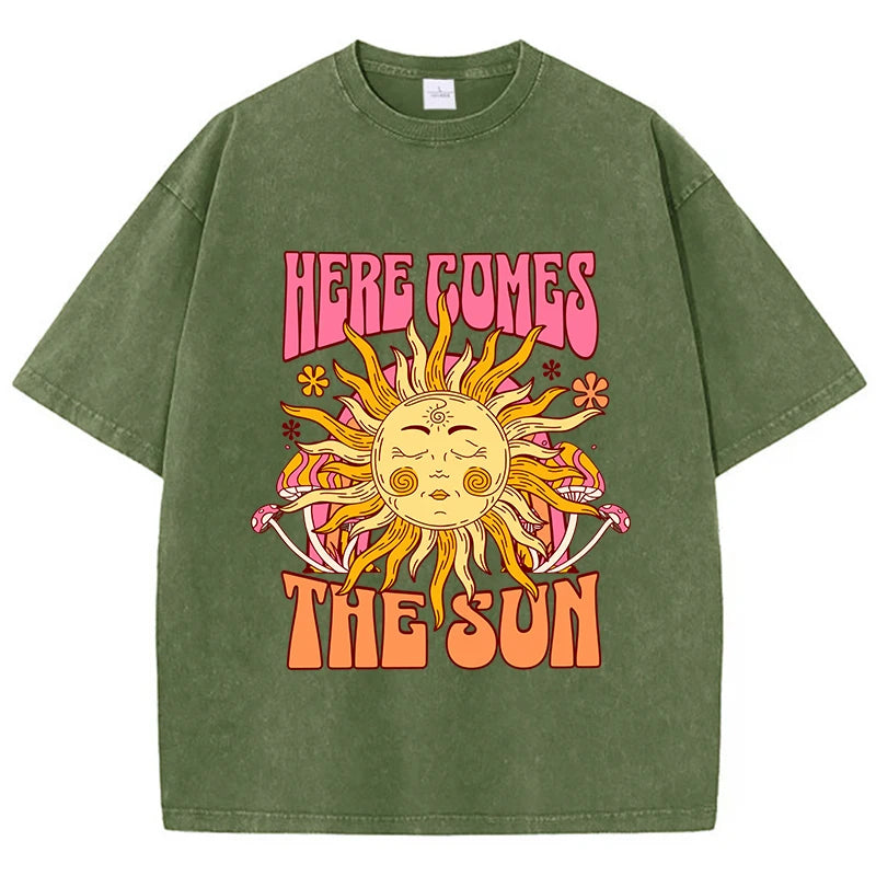 Women's Oversized Washed Cotton Graphic T-Shirt