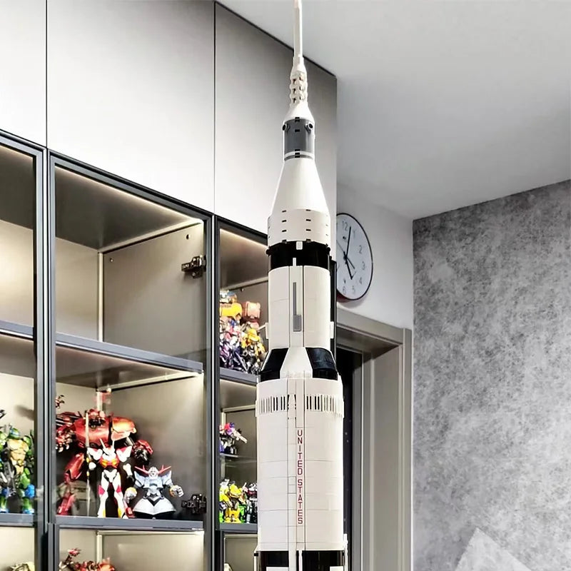 In Stock Apollo Saturn V Building Blocks Space Rocket Building Blocks Children's Toys Decoration Birthday Christmas Gifts