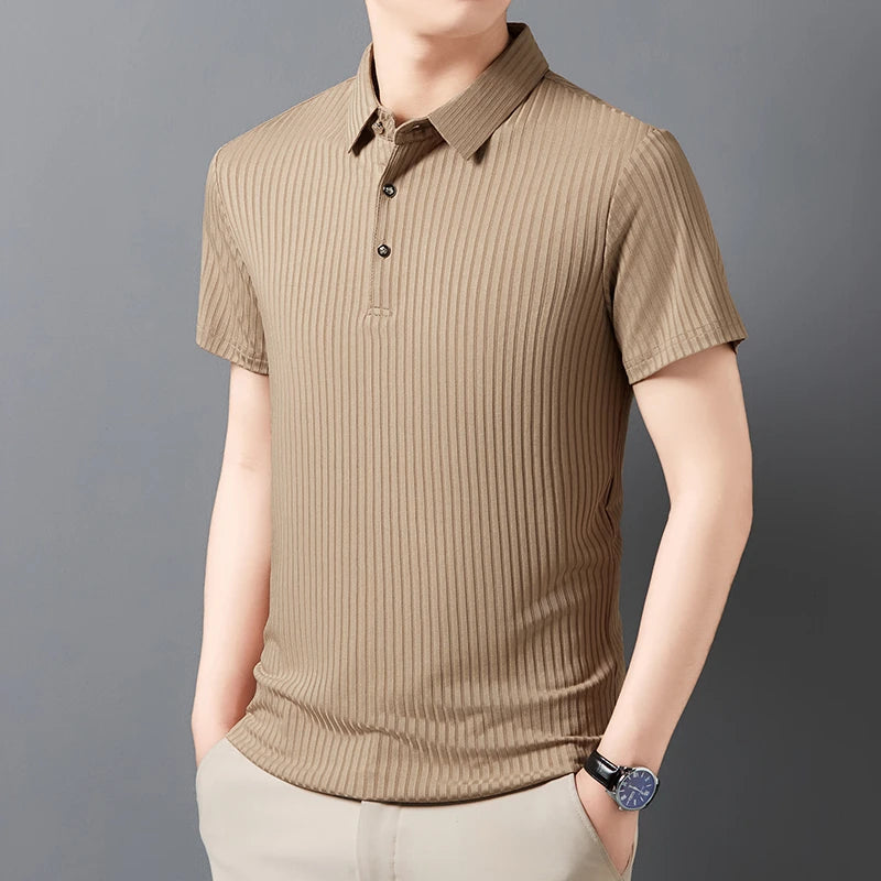 Men's Striped Polo Shirt – Breathable Summer Style