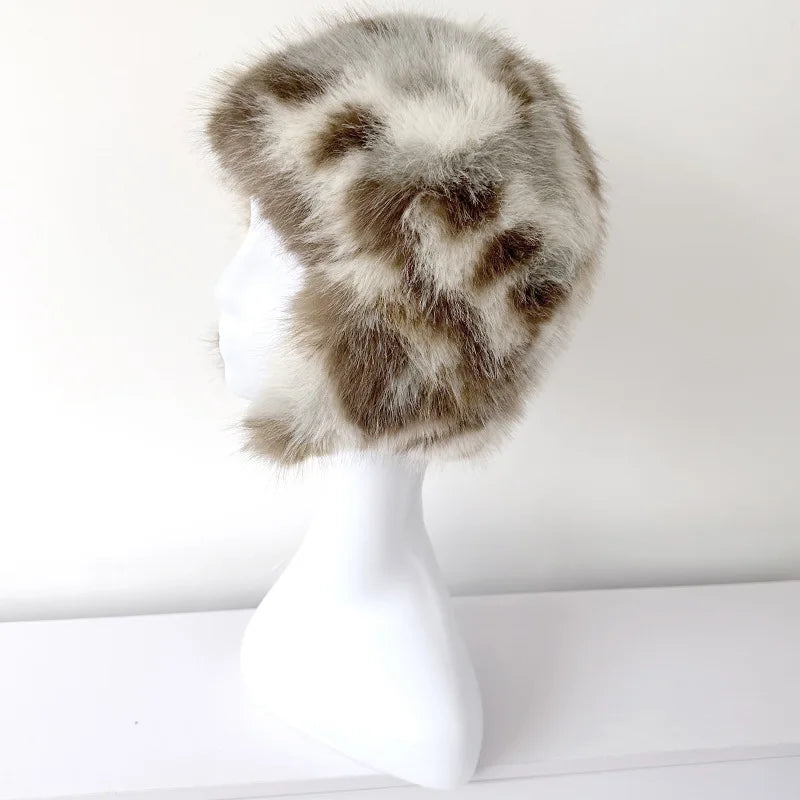 Fluffy Faux Fox Fur Trapper Hat Women pilot Hat Bomber hat men ski cap winter hat thickened warm шапка ушанка Beanies Bonnet