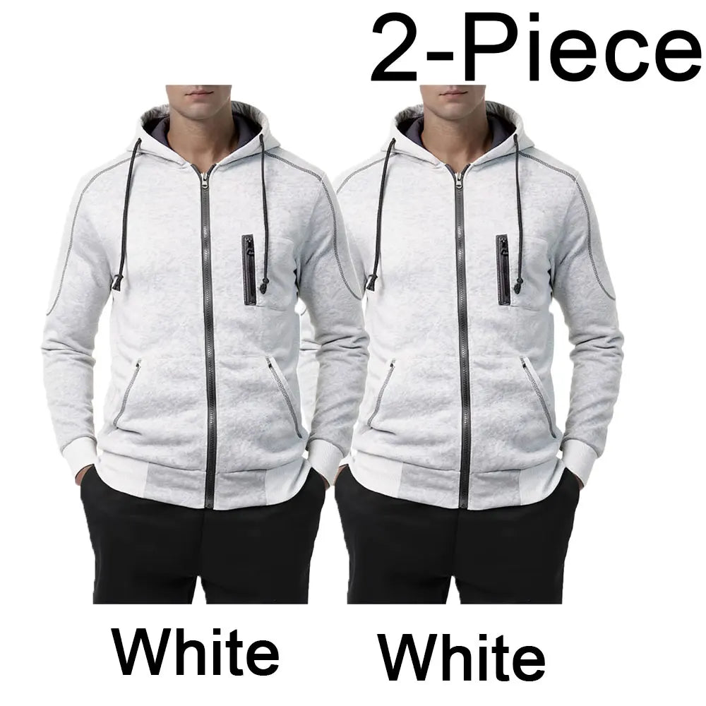 Men's Color Block Fleece Zip-Up Hoodie