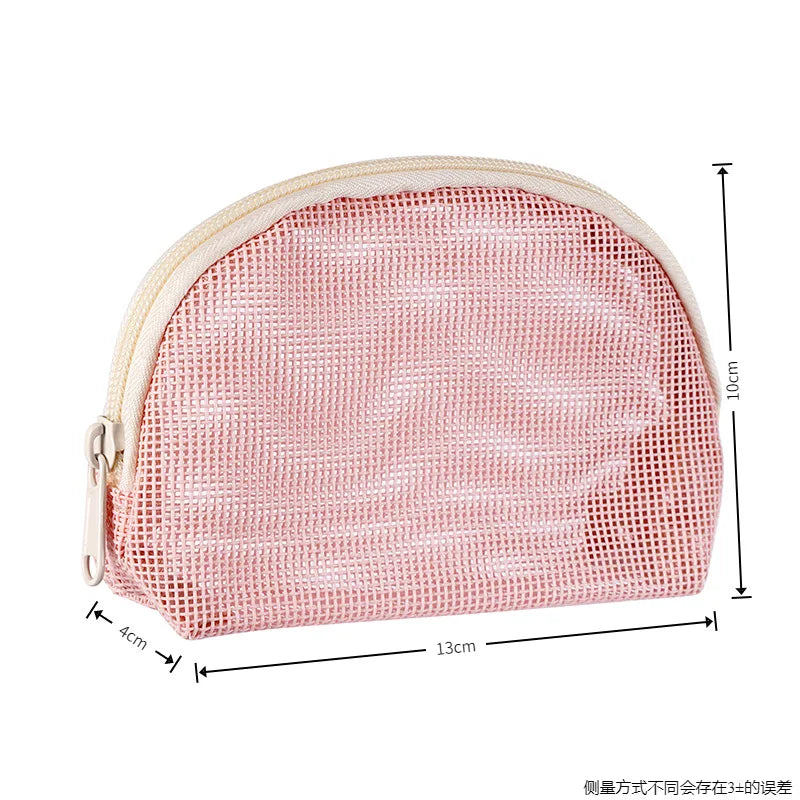 Large Mesh Makeup Bag for Women Portable Breathable Cosmetic Organizer Bag Travel Makeup Pouch with Simple Design