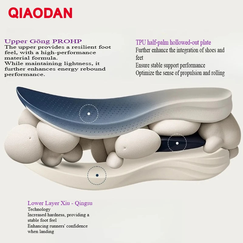 QIAODAN LH 600 Max Men's Running Shoes Breathable Sport Shoes 2026 Thick-soled Lightweight Jogging Sneakers QXB023254214R