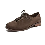AIYUQI Women's Genuine Leather Lace-Up Oxford Loafers