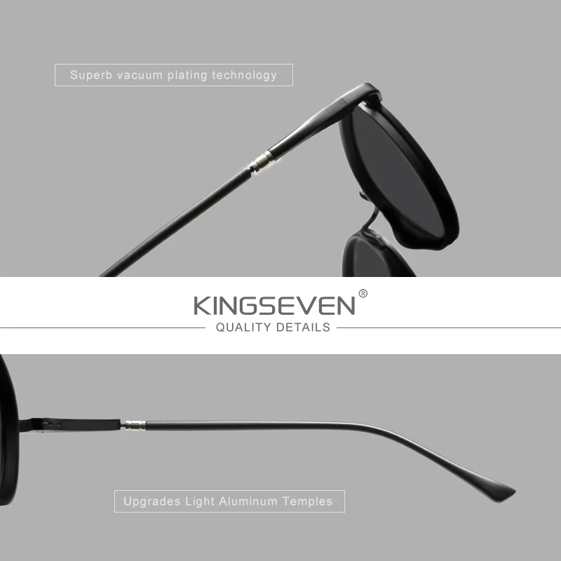 KINGSEVEN Original Causal Round Frame Sunglasses Men Polarized UV400 Eyewear Luxury Retro Fashion Women Driving Fishing Glasses