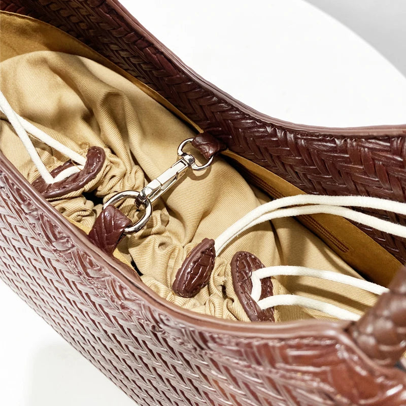 Imitation Braided Embossment Tote Bag For Women Luxury Designer Handbag 2025 New In Vintage With Inner Pocket Underarm Shoulder