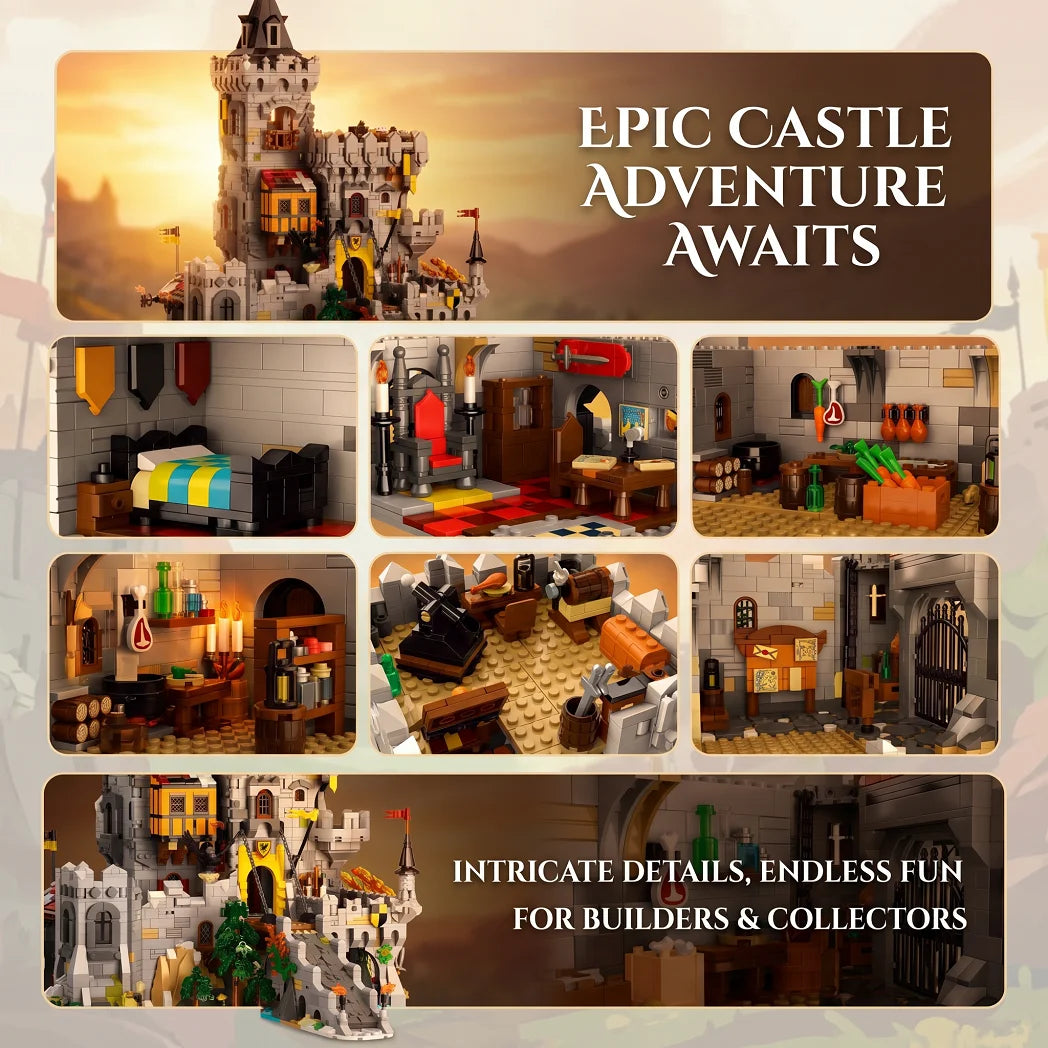 King of Crows Medieval Castle Building Blocks Set 4961PCS Fortress Construction Bricks Model Kit Assembly Toys for Adults Gift
