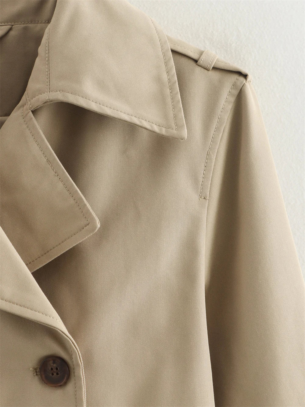 Vintage Cropped Double-Breasted Trench