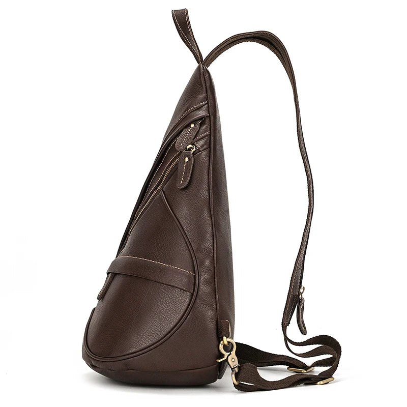 Single Shoulder Bagpack Genuine Leather Chest Bag Outdoor Riding Bag Chest Packs For Biker Men Male Sling Bags Cow Leather
