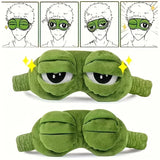 3D Frog Plush Sleep Mask – Soft Cotton Travel Blindfold (Made in USA)