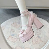 Women's Butterfly-Knot Mary Jane Platform Heels