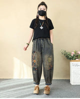 Women's Retro Embroidered High-Waist Jeans