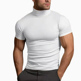 Men's compress T-shirts summer solid color short-sleeved men tops fashion yoga clothes men's tight turtleneck T-shirt