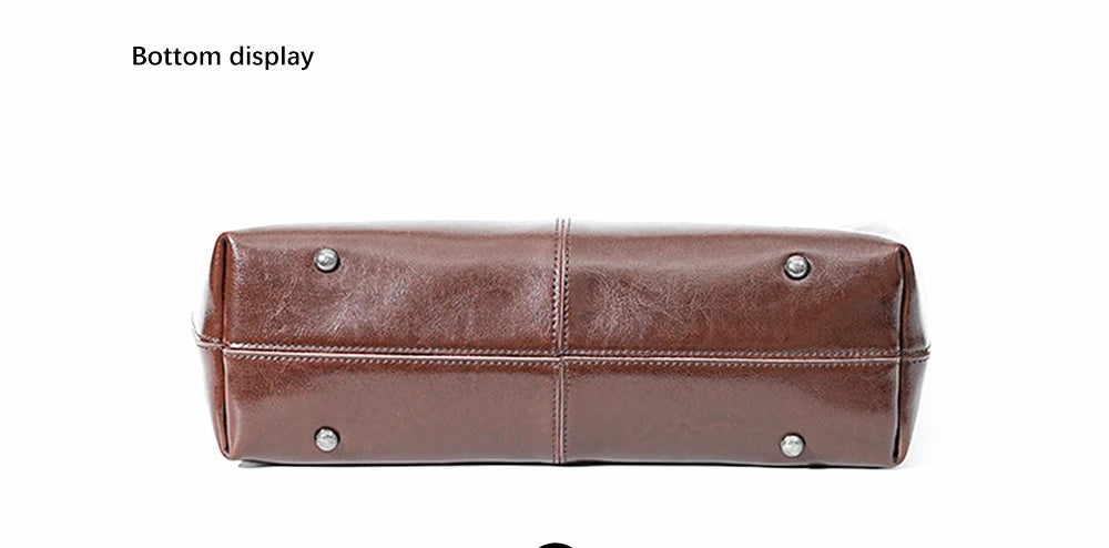 New Coffee Women Handbag 100% Genuine Leather Ladies Shoulder Purse Ladies Black Tote Bag Large Capacity Shopper Bags Brown