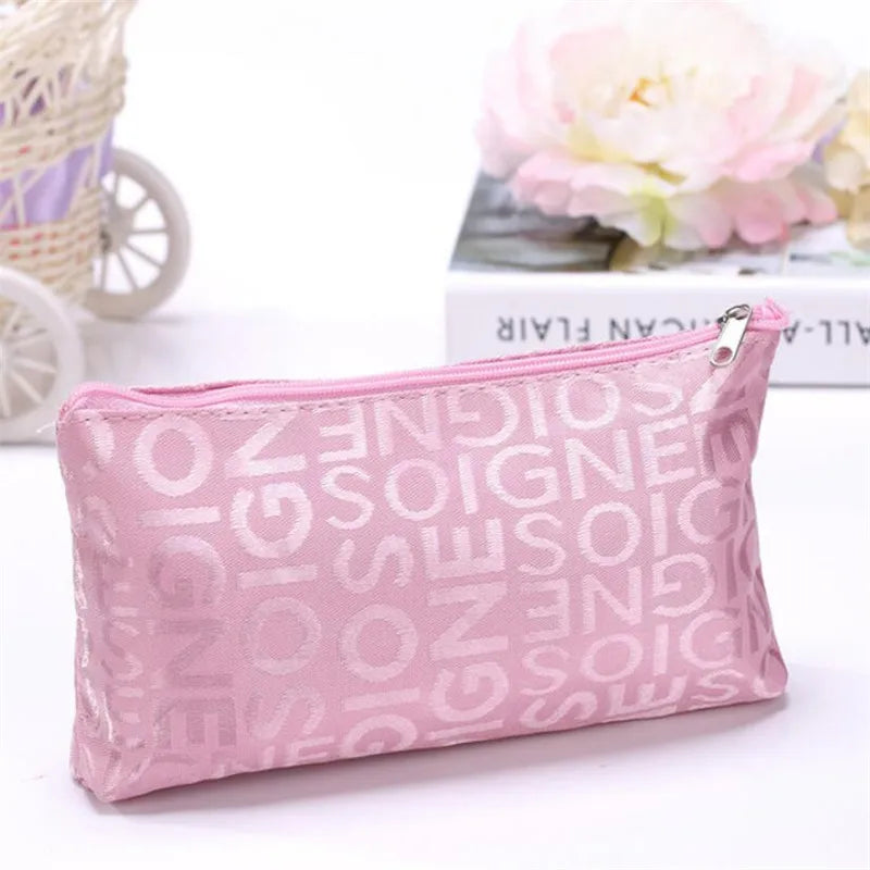 Women Cosmetic Bag Portable Cute Multifunction Beauty Zipper Travel Letter Makeup Bags Pouch Toiletry Organizer Holder Toiletry
