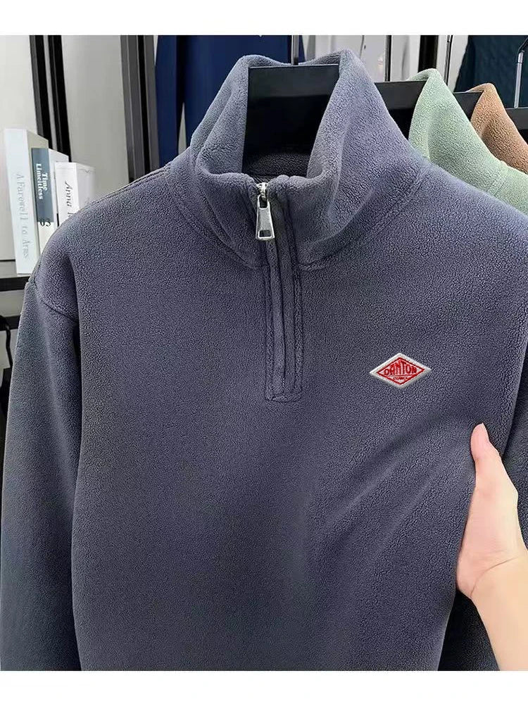 Men's Geometric High-Neck Zip Knit Top