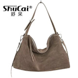 Genuine Leather Fashion Autumn Winter Boston Tote Soft Matte Suede Cow Leather Women's Handbag Shoulder Crossbody Bag For Women