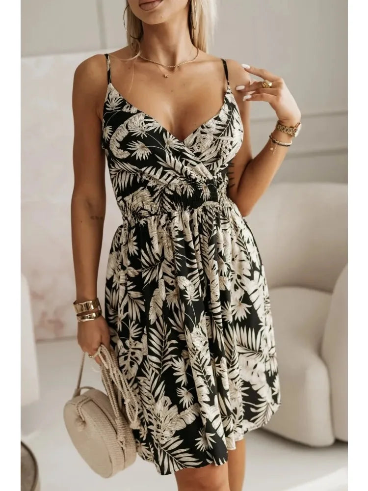 Women's Floral Print Wrap Pleated Sundress