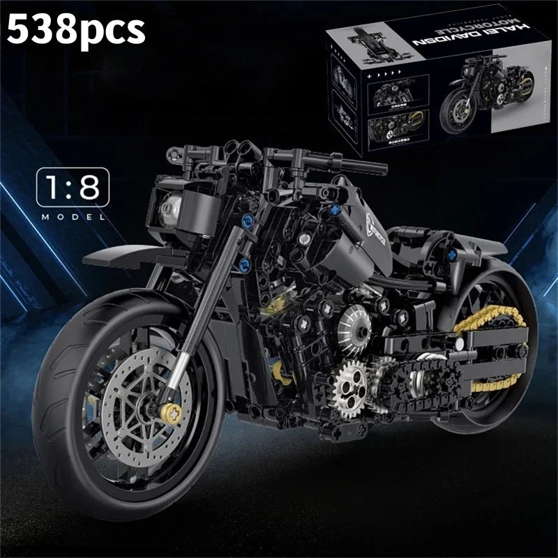 Technical MOC Construction Bricks Motorcycle Model Creative Building Kit Assembly Toys Educational Gift for Children Boys Girls