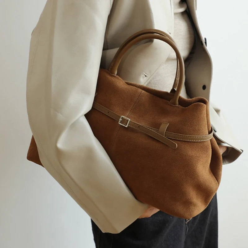 Genuine Leather Le Cambon 35 Tote Bags For Women Luxury Designer Handbag And Purses 2024 New In Cowhide Belt Top Handle Shoulder
