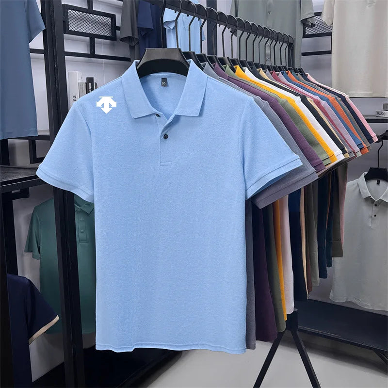 Men's Luxury Cotton Polo | Geometric Print Summer Shirt