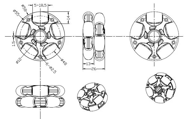 58mm Nylon Omni Wheels for Brompton Folding Bike