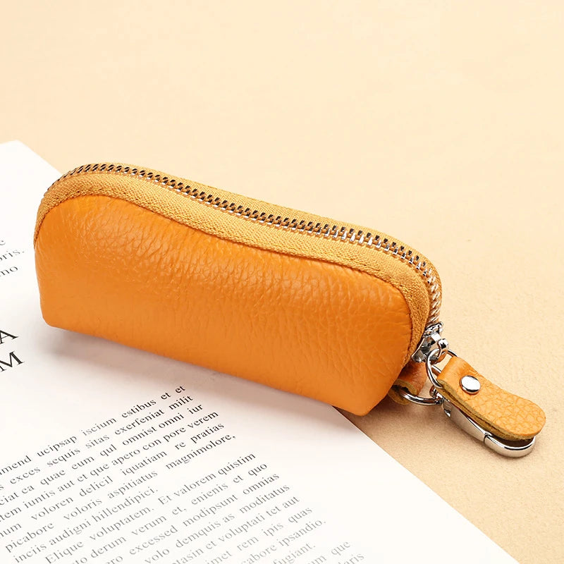 EDC Keychain for Women Genuine Leather Key Box for Car Keys Holder Case Mini  Pocket Card Wallet Coin Pouch Women's Purses