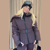 Women's Winter Fur-Trim Hooded Jumpsuit