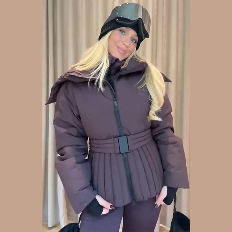Women's Winter Fur-Trim Hooded Jumpsuit