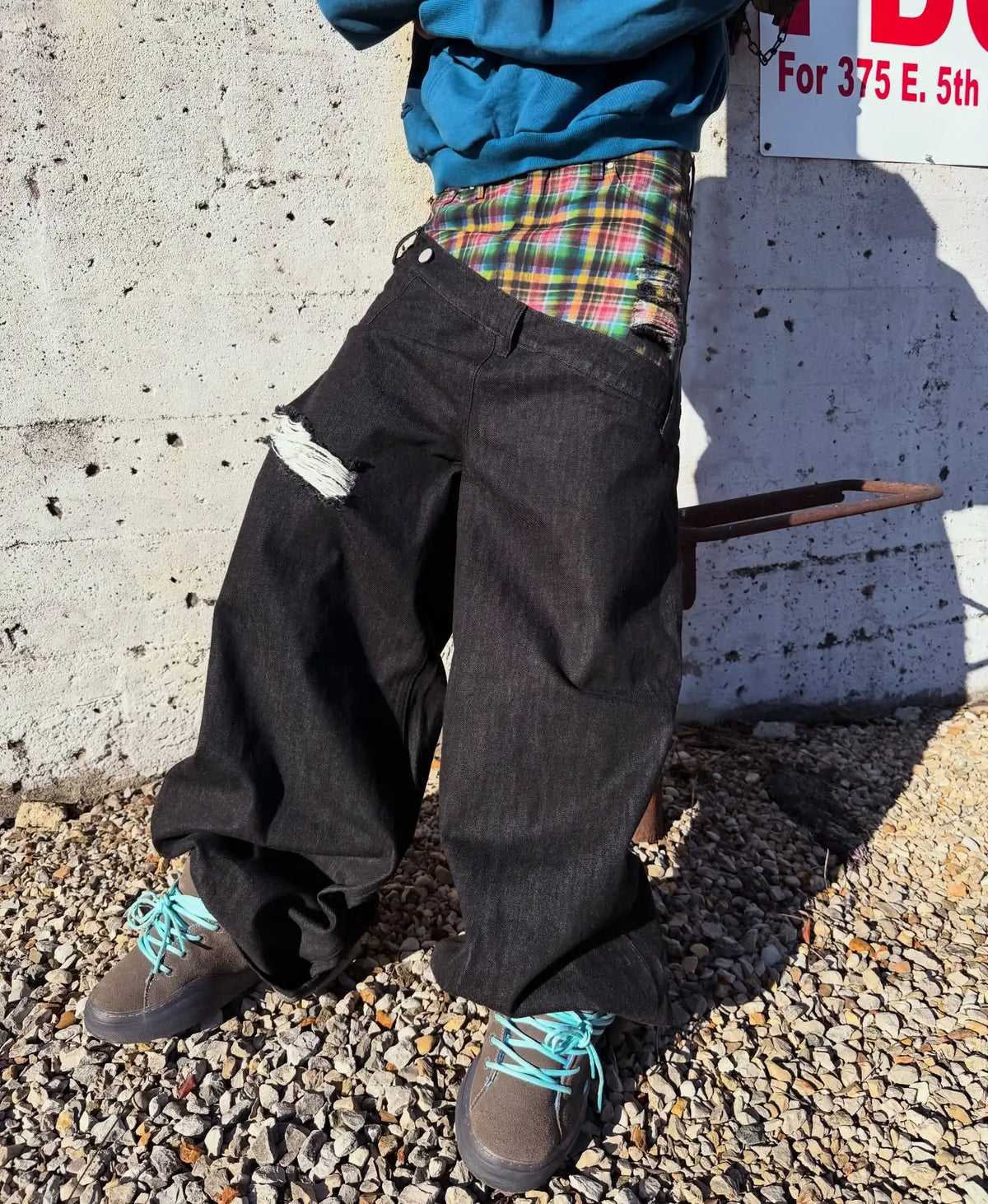Unisex Y2K Plaid Baggy Jeans