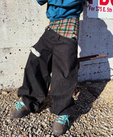 Unisex Y2K Plaid Baggy Jeans
