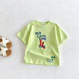 Solid Color Printed T-shirt For Kids Clothing Summer Short-sleeved Tops Fashion Simple Comfort Baby Girl And Boy Tshirts 1-7 Age