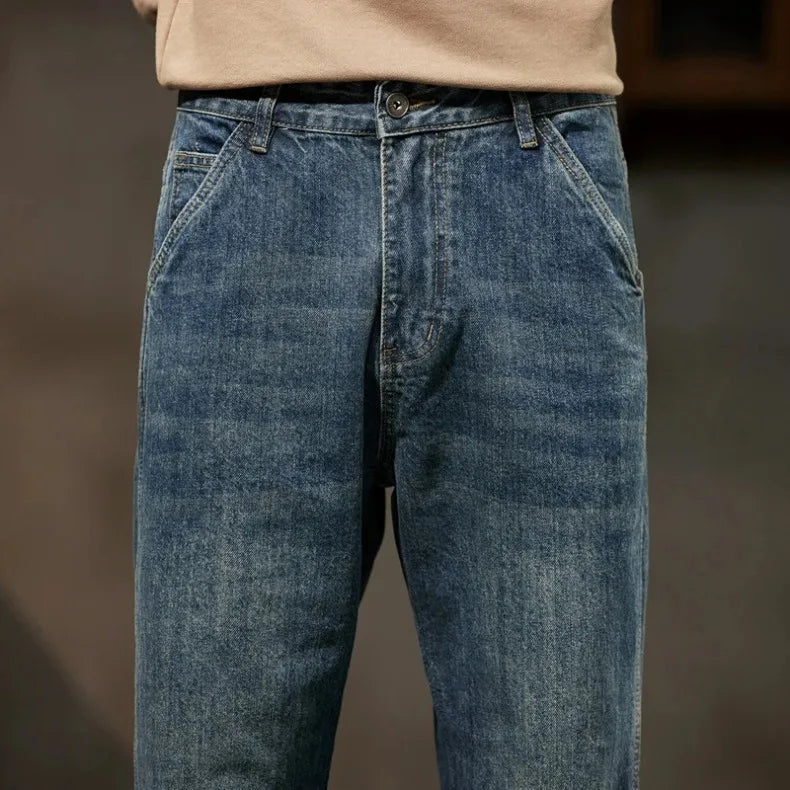 Men’s Retro Relaxed-Fit Cotton Harem Jeans