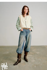Women's Layered-Look Patchwork Sweatshirt