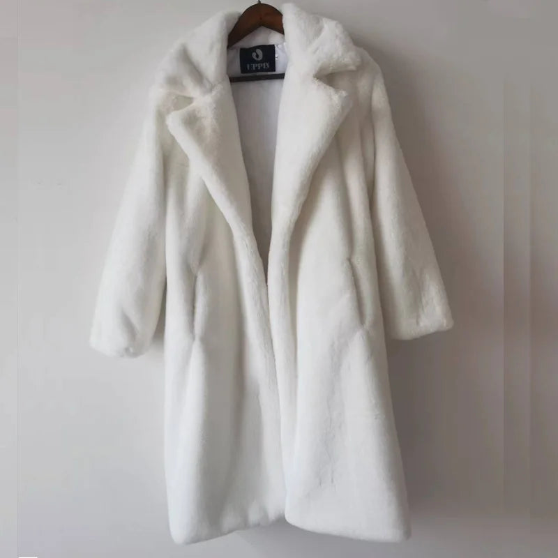 Luxury Faux Rabbit Fur Winter Overcoat