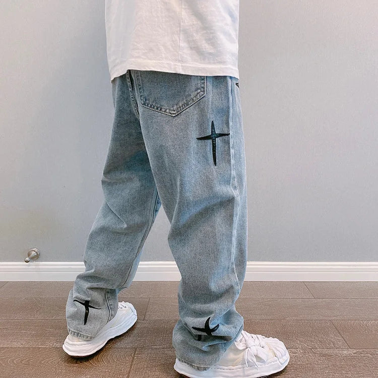 Men’s Wide-Leg Streetwear Cargo Jeans