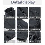 TACVASEN Men's Fleece Jacket Soft Warmth Windproof Full Zip Up Coat Multiple Zipper Pockets Hiking Working Outdoors Windbreaker