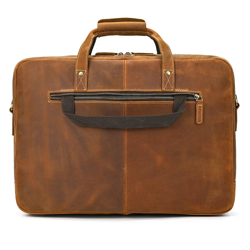 Men Briefcase Genuine Leather Laptop Bag 14 15.6" PC Doctor Lawyer Computer Bag Cowhide Male Briefcase Leather Men Business Bag