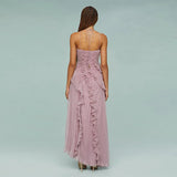 Elegant Lotus Edge Halter Maxi Dress
