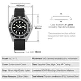 Watchdives WD1972 Quartz Watch VH31 Sweep Seconds Movement Sapphire Glass Stainless Steel Watches Waterproof Luminous Wristwatch