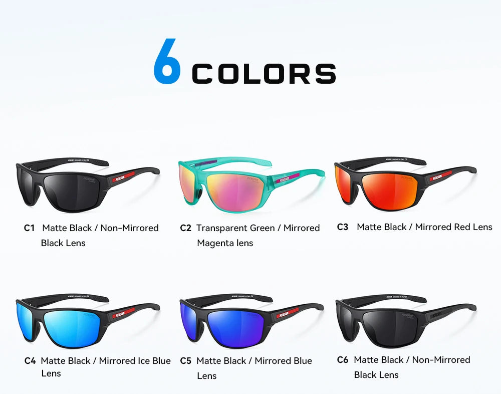 KDEAM All Black Fishing Sunglasses Polarized Performance Sports Sun Glasses For Men TR90 With Skull Case Category 3