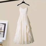 Women's Spring Autumn Long Split Sweater Sling Dress Two Piece Set Lady Graceful Black Knit Clothing Sleeveless Dresses Outfits
