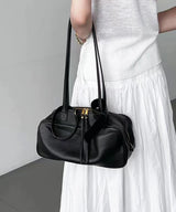 High Version Genuine Leather Pillow Bag for Women 2026 New All-Match Large Capacity First Layer Cowhide Bowling Bag for Women