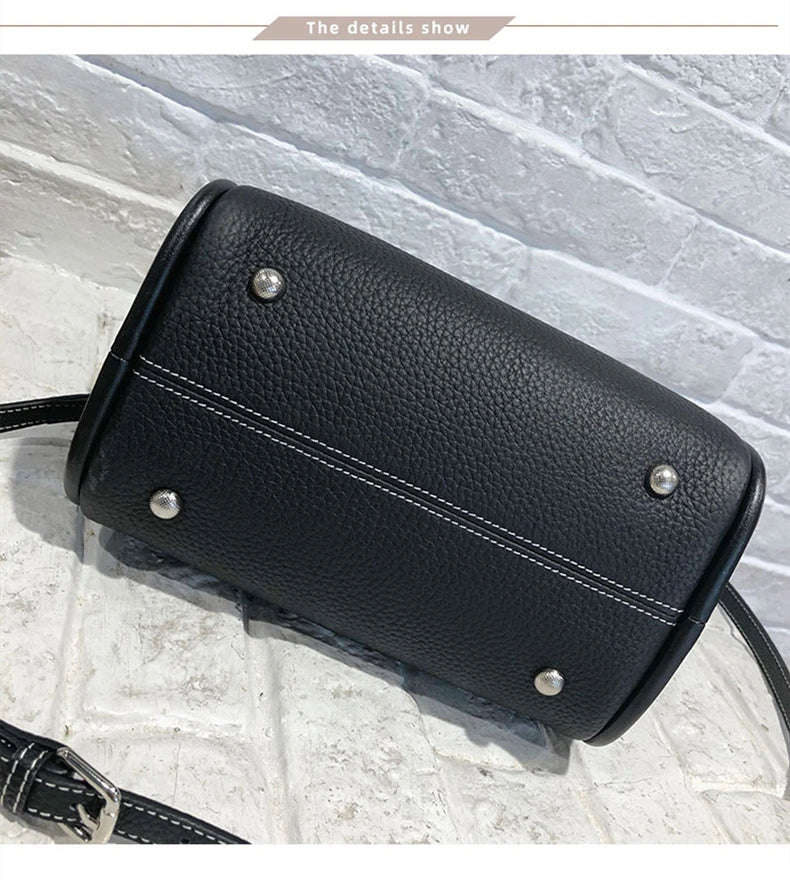 YANATARI Female Genuine Cow Leather Bag for Women Bag Blue Handbag New Crossbody Bucket Bag Luxury Shoulder Bag Tote Bag Medium