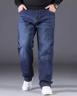 Plus Size Men's Jeans 10XL(160kg) Straight Leg Stretch Denim Pants For 160KG Heavyweight Blue/Black Big & Tall Casual Trousers