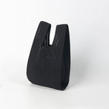 Handmade Knit Handbag Women Mini Shoulder Bag Female Casual Color Wide Stripe Plaid Tote Bag Student Cell Phone Package