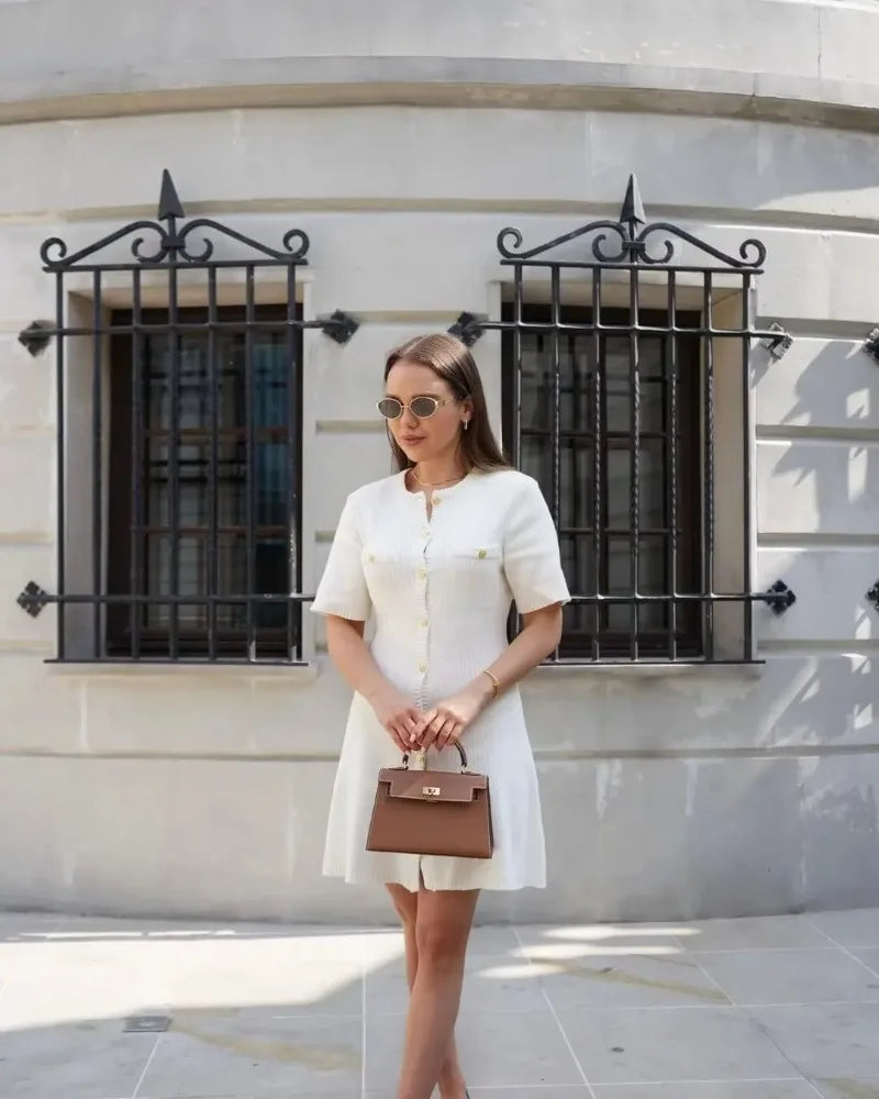 Elegant Ribbed Knit Mini Dress