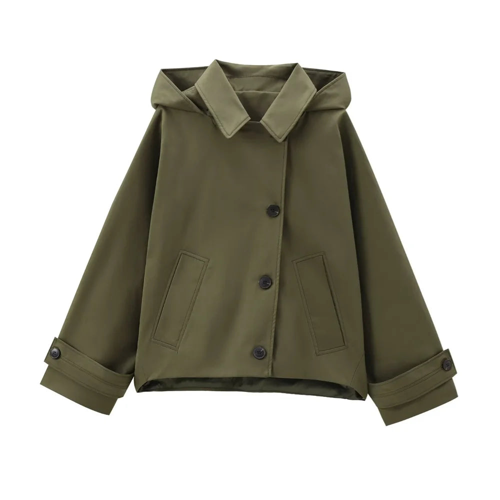 European Style Hooded Trench Jacket