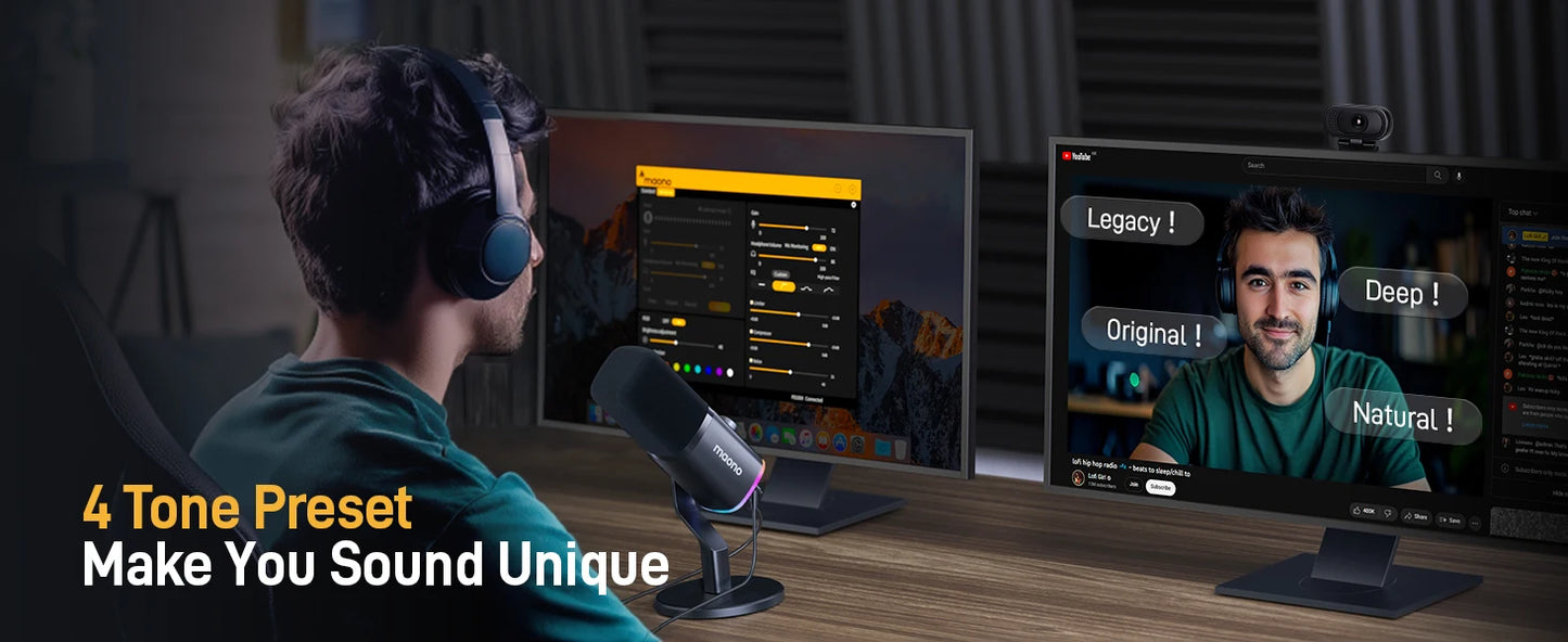 MAONO PD100X USB/XLR Dynamic Mic with RGB & Noise Reduction
