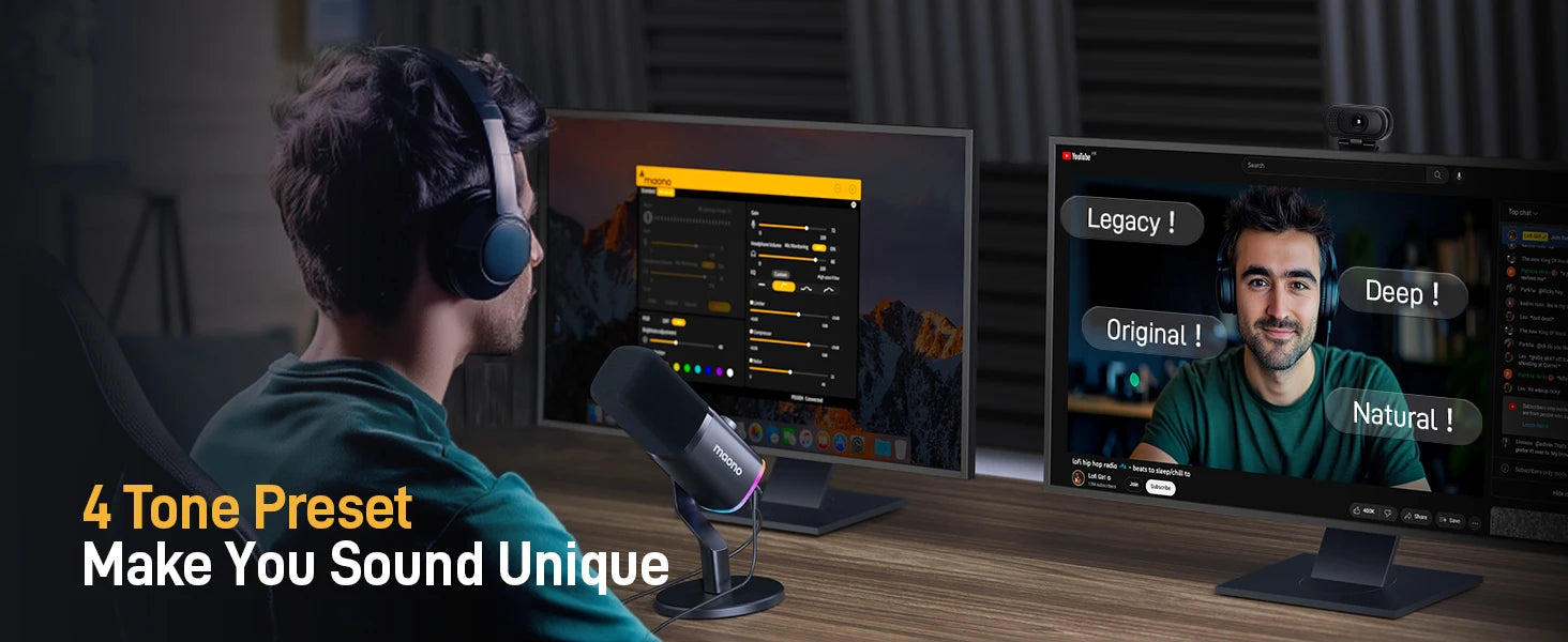 MAONO PD100X Dynamic Mic – USB/XLR, RGB & Noise Reduction